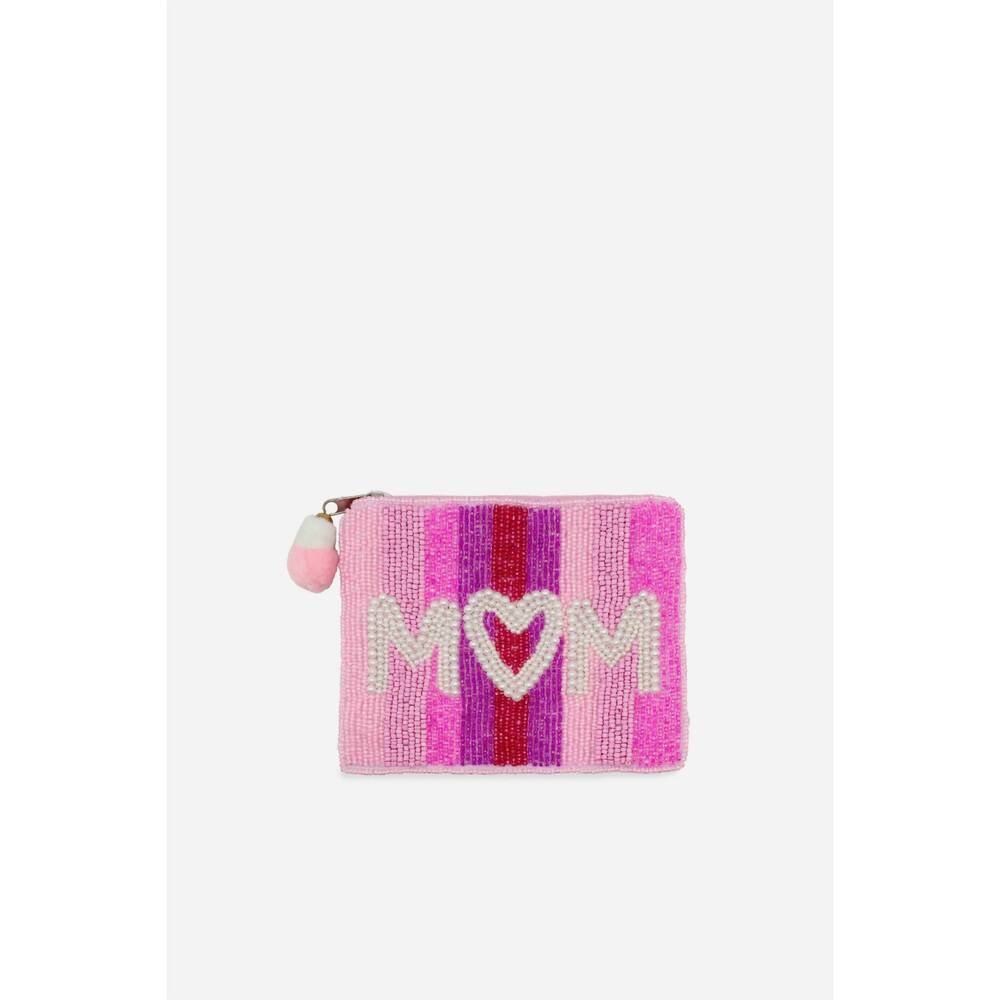 NEW LA CHIC DESIGNS women's mom beaded coin pouch in pink